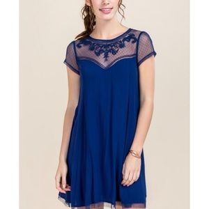 Francesca’s Royal Blue Lace Yoke Shift Dress!
